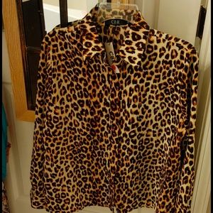 Leopard print button blouse